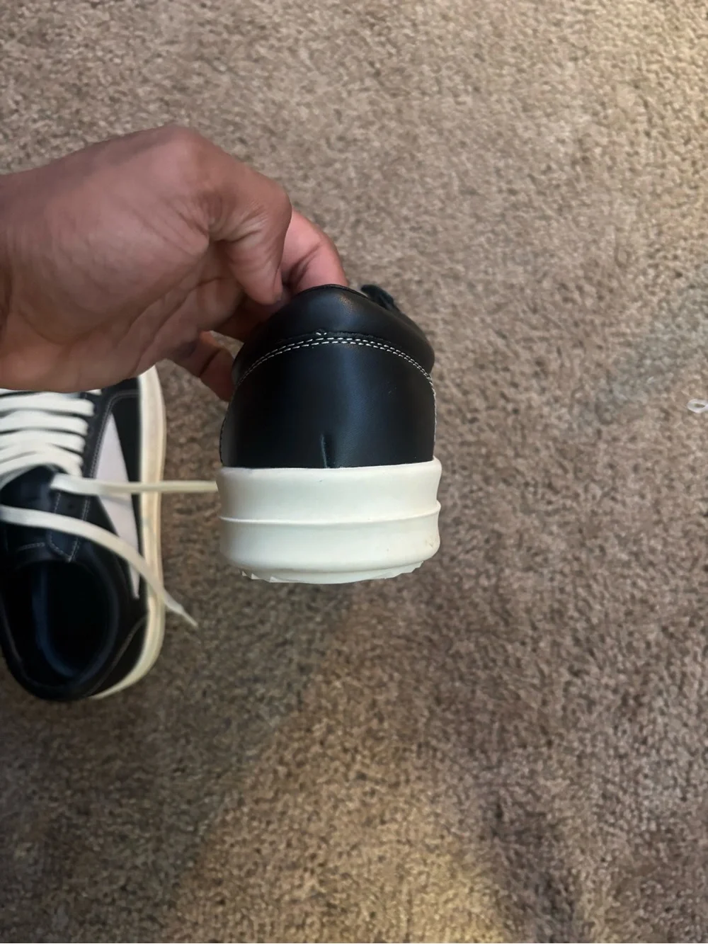 Rick Owens Black Leather Vans